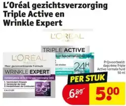 Kruidvat L'Oréal gezichtsverzorging Triple Active en Wrinkle Expert aanbieding