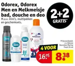 Kruidvat Odorex, Odorex Men en Melkmeisje bad, douche en dec aanbieding