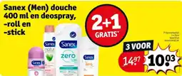 Kruidvat Sanex (Men) douche en deospray, roll en stick aanbieding