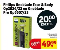 Kruidvat Philips Oneblade Face & Body QP2834/23 en Oneblade Pro QP6507/23 aanbieding
