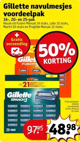 Kruidvat Gillette navulmesjes voordeelpak aanbieding