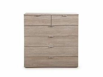 Deba Meubelen Commode CARINA 6 laden - Platin Eik Hout aanbieding