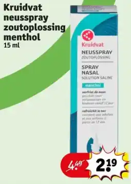 Kruidvat Kruidvat neusspray zoutoplossing menthol aanbieding