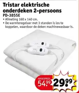 Kruidvat Tristar elektrische onderdeken 2 persoons PD-3855E aanbieding