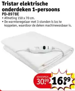 Kruidvat Tristar Elektrische Onderdeken 1 Persoons aanbieding
