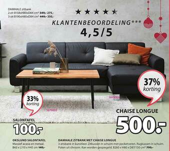 Jysk Okslund Salontafel, Damhale Zitbank Met Chaise Longue aanbieding