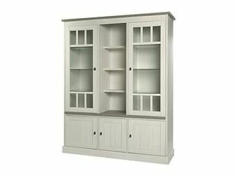 Deba Meubelen Wandkast met vitrine YORK - Lariks & Crystal oak beige Beige aanbieding