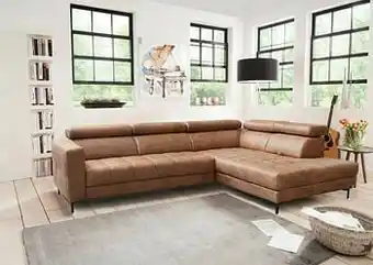 Deba Meubelen Hoekzetel 7554 met verstelbare zitdiepte - Cognac Bruin aanbieding