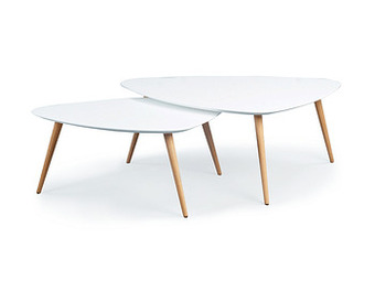 Set van 2 salontafels NIKO - Wit/hout Wit
