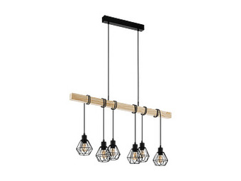 Deba Meubelen Hanglamp TOWNSHEND 5 - Zwart/hout Zwart aanbieding