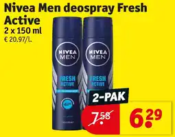 Kruidvat Nivea Men deospray Fresh Active aanbieding
