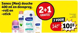 Kruidvat Sanex (Men) douche 400 ml en deospray, -roll en -stick aanbieding