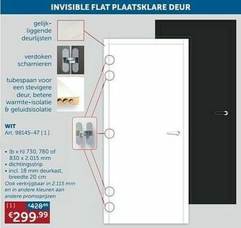 Zelfbouwmarkt Invisible flat plaatsklare deur wit aanbieding