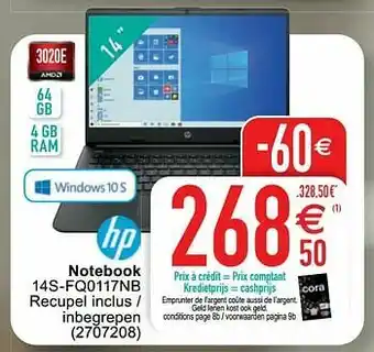 Cora Hp notebook 14s-fq0117nb aanbieding