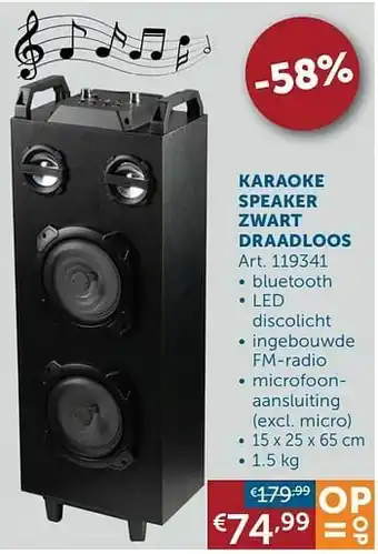 Zelfbouwmarkt Karaoke speaker zwart draadloos aanbieding