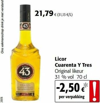 Colruyt Licor cuarenta y tres original likeur aanbieding