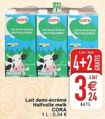 Cora Lait demi-écrémé halfvolle melk cora aanbieding