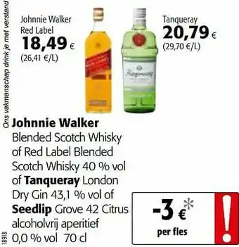 Colruyt Johnnie walker blended scotch whisky of red label blended scotch whisky aanbieding