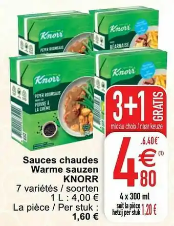 Cora Sauces chaudes warme sauzen knorr aanbieding