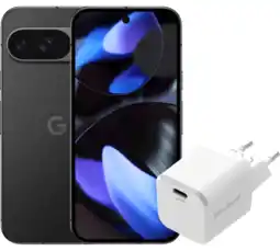 Coolblue Google Pixel 9 256GB Zwart 5G + BlueBuilt Oplader 30W Wit aanbieding
