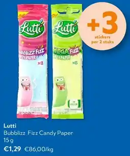 OKay Lutti Bubblizz Fizz Candy Paper 15 g aanbieding