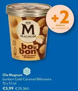 OKay Ola Magnum bonbon Gold Caramel Billionaire 12 x 17 ml aanbieding