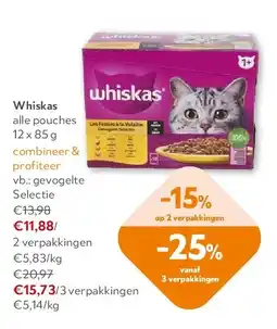 OKay Whiskas alle pouches 12 x 85 g aanbieding