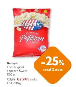OKay Jimmy’s The Original popcorn Sweet 100 g aanbieding