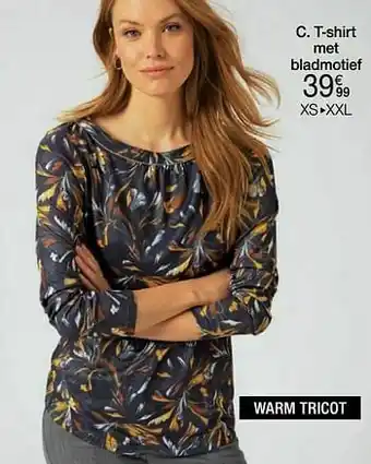Damart T-shirt met bladmotief aanbieding