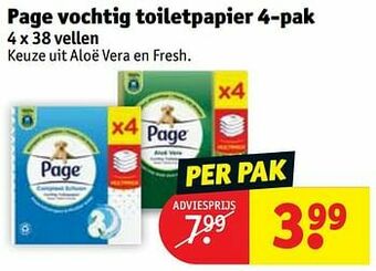 Kruidvat Page vochtig toiletpapier aanbieding