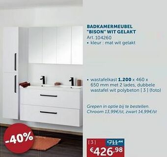 Zelfbouwmarkt Badkamermeubel bison wit gelakt wastafelkast aanbieding