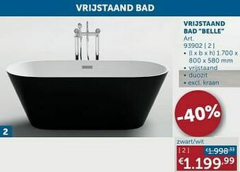 Zelfbouwmarkt Vrijstaand bad belle zwart-wit aanbieding