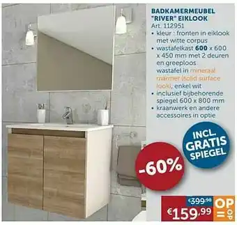Zelfbouwmarkt Badkamermeubel river eiklook aanbieding
