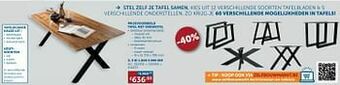 Zelfbouwmarkt Tafel met onderstel aanbieding