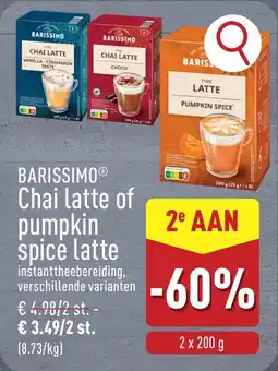 ALDI Barissimo Chai Latte of Pumpkin Spice Latte aanbieding