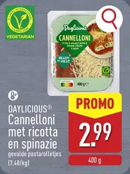 ALDI Daylicious Cannelloni met Ricotta en Spinazie aanbieding