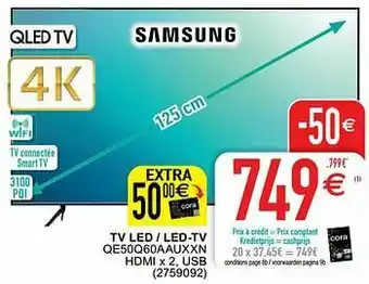 Cora Samsung tv led - led-tv qe50q60aauxxn aanbieding