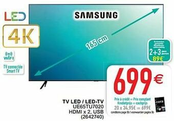 Cora Samsung tv led - led-tv ue65tu7020 aanbieding
