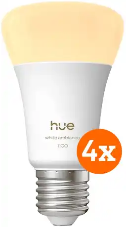 Coolblue Philips Hue White Ambiance E27 1100lm 4-pack aanbieding