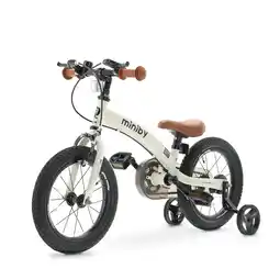 Decathlon Qplay Miniby Kinderfiets 14 inch - 3 in 1 - loopfiets - Cream aanbieding