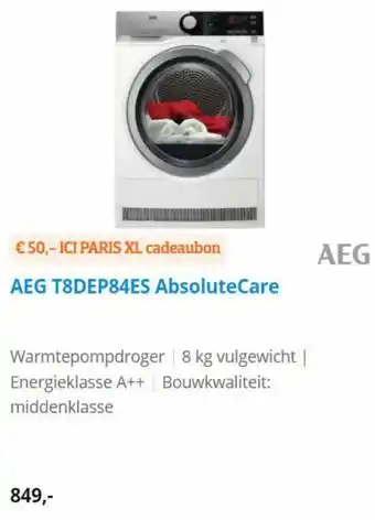 Coolblue AEG T8DEP84ES AbsoluteCare aanbieding