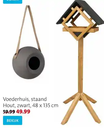Intratuin Voederhuis, staand Hout, zwart 48x135 cm aanbieding