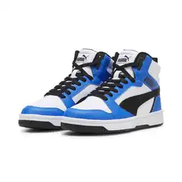 Decathlon Rebound V6 Mid sneakers voor jongeren PUMA White Black Racing Blue aanbieding