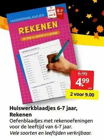 Huiswerkblaadjes 6-7 jaar rekenen