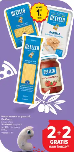 Carrefour Pasta, sauzen en gnocchi De Cecco aanbieding