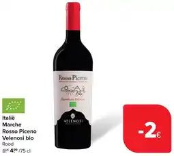 Carrefour Italië Marche Rosso Piceno Velenosi bio Rood aanbieding