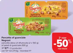 Carrefour Pancetta of guanciale Negroni aanbieding