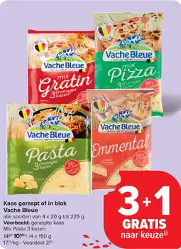 Carrefour Kaas Geraspt of in blok Vache Bleue aanbieding