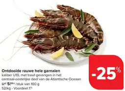 Carrefour Ontdooide Rauwe Hele Garnalen aanbieding