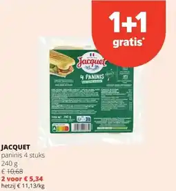 Spar JACQUET paninis 4 stuks 240 g aanbieding